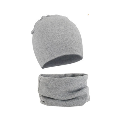 2Pcs Baby Beanie Hat Scarf Set Cotton Kids Cap for Girls Boys Elastic Candy Color Toddler Hat Kids Accessories Infant Bonnet - ZOOMNSTORE