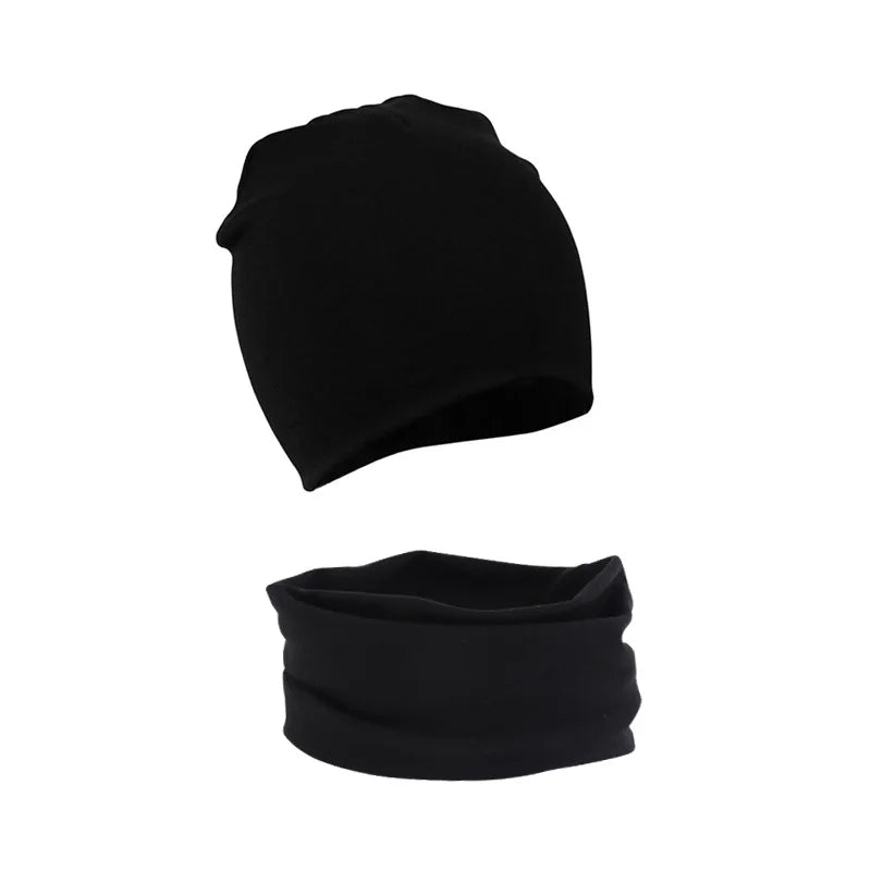 2Pcs Baby Beanie Hat Scarf Set Cotton Kids Cap for Girls Boys Elastic Candy Color Toddler Hat Kids Accessories Infant Bonnet - ZOOMNSTORE