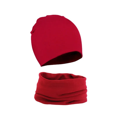 2Pcs Baby Beanie Hat Scarf Set Cotton Kids Cap for Girls Boys Elastic Candy Color Toddler Hat Kids Accessories Infant Bonnet - ZOOMNSTORE