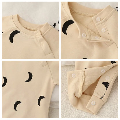 Baby Bodysuit Cotton - Newborn Moon Sun Print Romper 0-12 Months Soft Comfortable Wear - ZOOMNSTORE