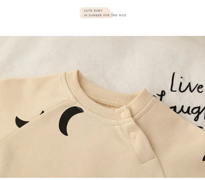 Baby Bodysuit Cotton - Newborn Moon Sun Print Romper 0-12 Months Soft Comfortable Wear - ZOOMNSTORE