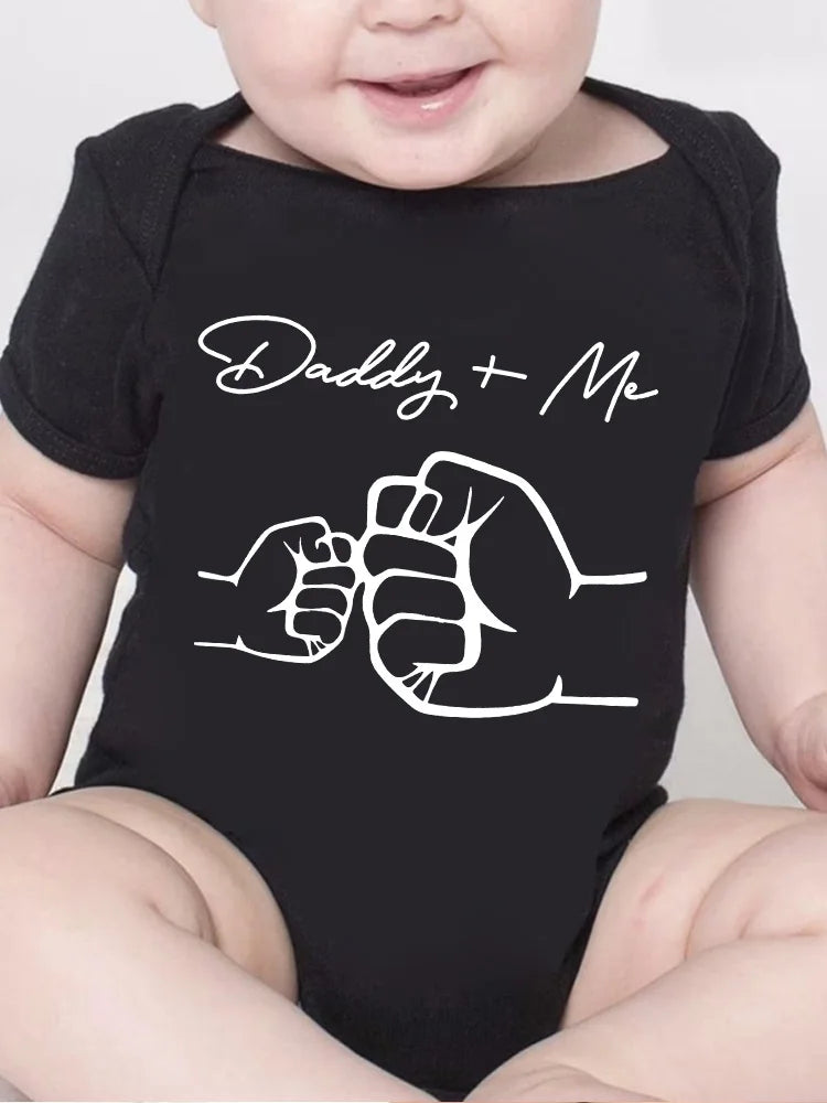 Baby Bodysuit - Newborn Infant Romper With Cartoon Daddy And Me Print, Short Sleeve - ZOOMNSTORE