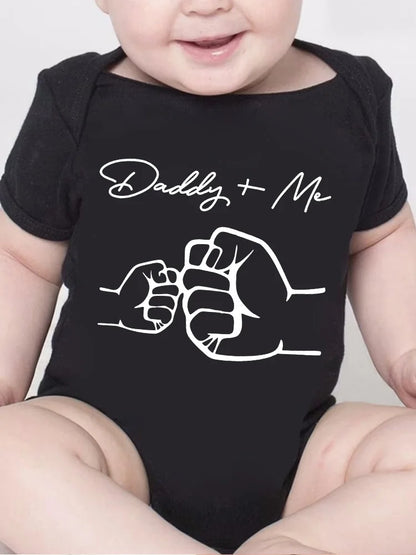 Baby Bodysuit - Newborn Infant Romper With Cartoon Daddy And Me Print, Short Sleeve - ZOOMNSTORE