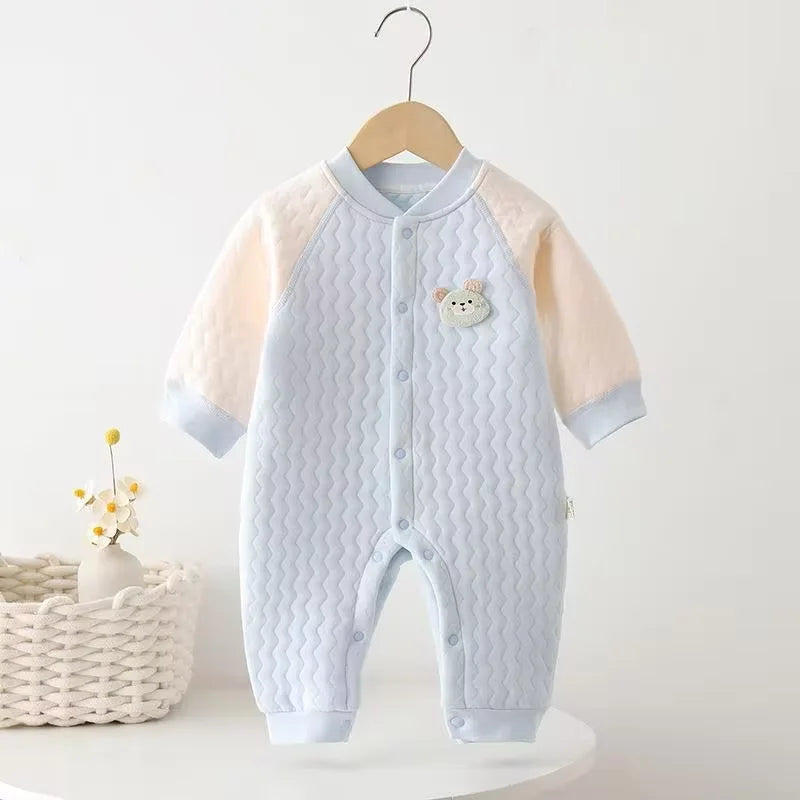 Baby Bodysuit Romper - Newborn Warm Cotton One-Piece Outfit With Long Sleeve - ZOOMNSTORE