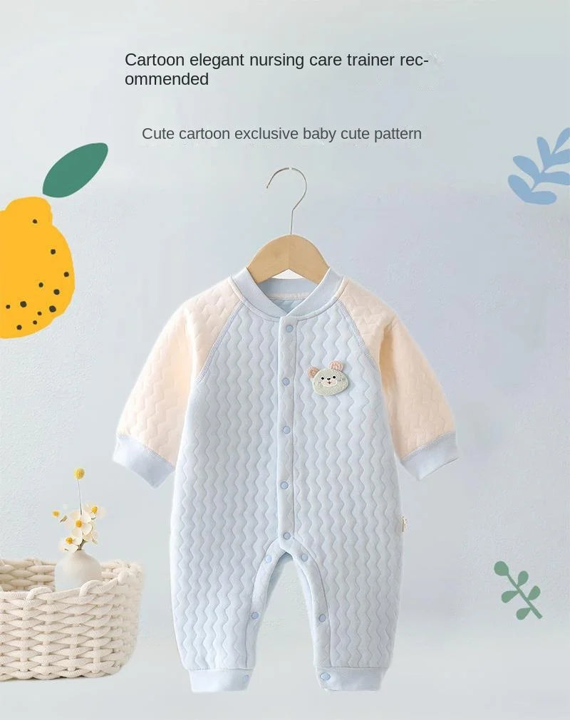 Baby Bodysuit Romper - Newborn Warm Cotton One-Piece Outfit With Long Sleeve - ZOOMNSTORE