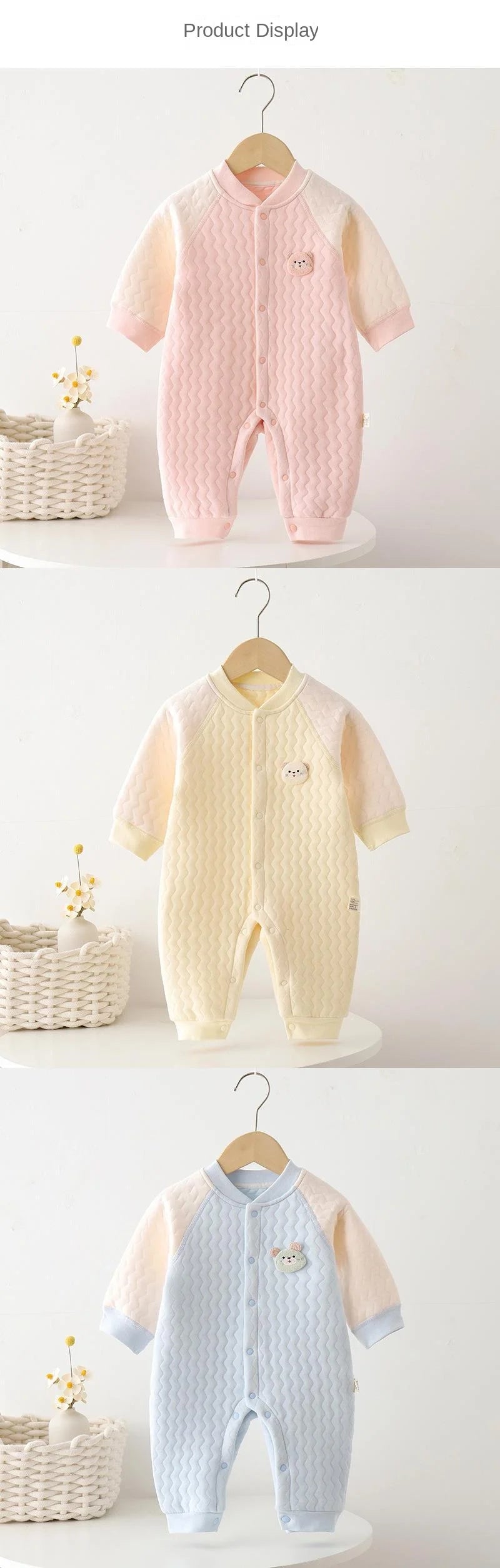 Baby Bodysuit Romper - Newborn Warm Cotton One-Piece Outfit With Long Sleeve - ZOOMNSTORE
