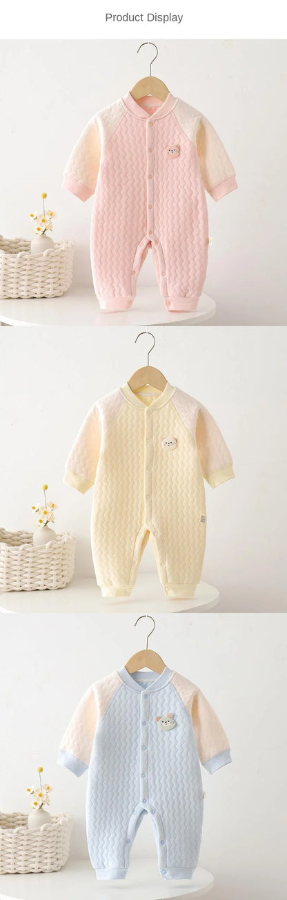 Baby Bodysuit Romper - Newborn Warm Cotton One-Piece Outfit With Long Sleeve - ZOOMNSTORE