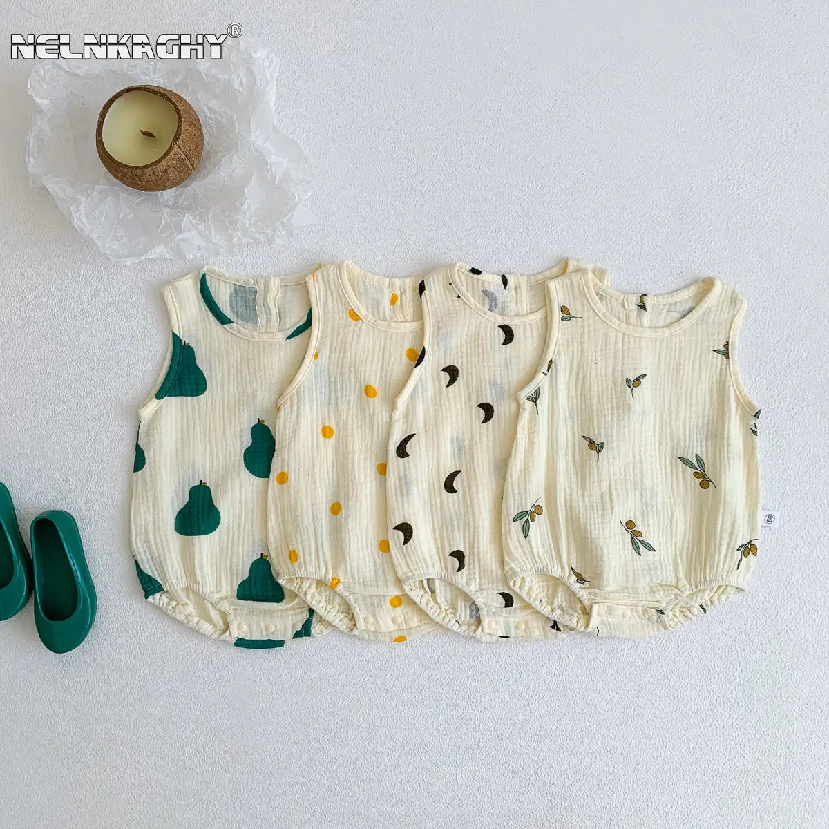 Baby Bodysuits Cotton - Newborn Infant Jumpsuits Unisex Sleeveless Romper Summer Wear - ZOOMNSTORE
