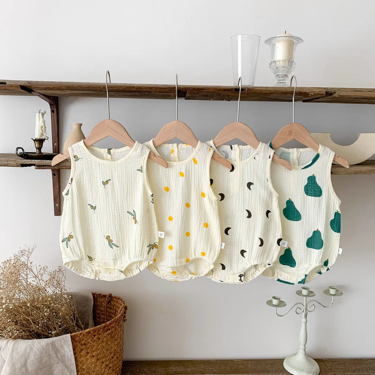 Baby Bodysuits Cotton - Newborn Infant Jumpsuits Unisex Sleeveless Romper Summer Wear - ZOOMNSTORE