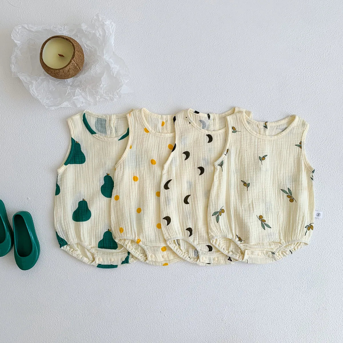 Baby Bodysuits Cotton - Newborn Infant Jumpsuits Unisex Sleeveless Romper Summer Wear - ZOOMNSTORE