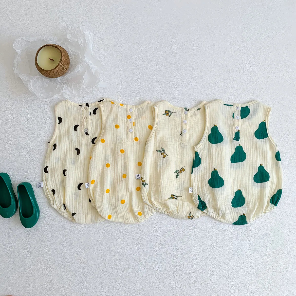 Baby Bodysuits Cotton - Newborn Infant Jumpsuits Unisex Sleeveless Romper Summer Wear - ZOOMNSTORE