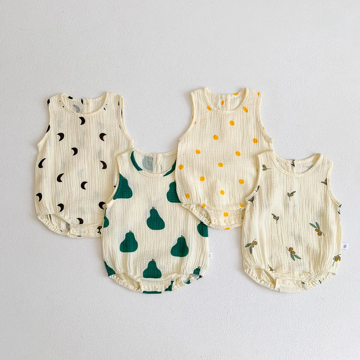 Baby Bodysuits Cotton - Newborn Infant Jumpsuits Unisex Sleeveless Romper Summer Wear - ZOOMNSTORE