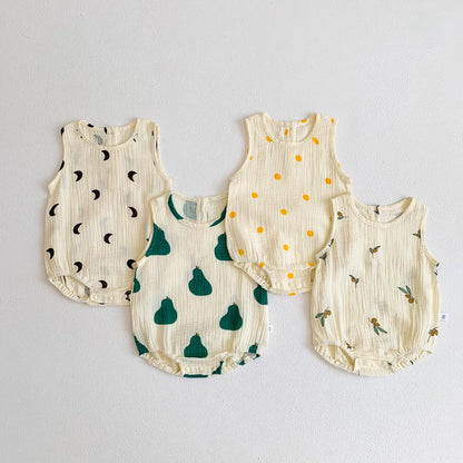 Baby Bodysuits Cotton - Newborn Infant Jumpsuits Unisex Sleeveless Romper Summer Wear - ZOOMNSTORE