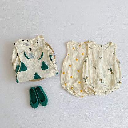 Baby Bodysuits Cotton - Newborn Infant Jumpsuits Unisex Sleeveless Romper Summer Wear - ZOOMNSTORE