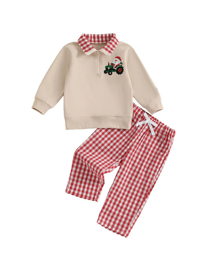 Baby Boy Holiday Outfits – Reindeer Applique Sweater & Corduroy Pants Set for Christmas Party - ZOOMNSTORE
