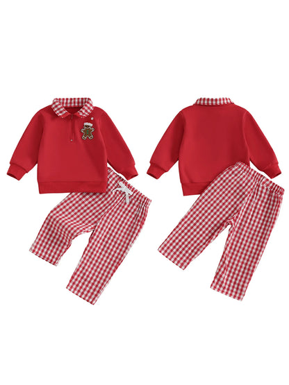 Baby Boy Holiday Outfits – Reindeer Applique Sweater & Corduroy Pants Set for Christmas Party - ZOOMNSTORE