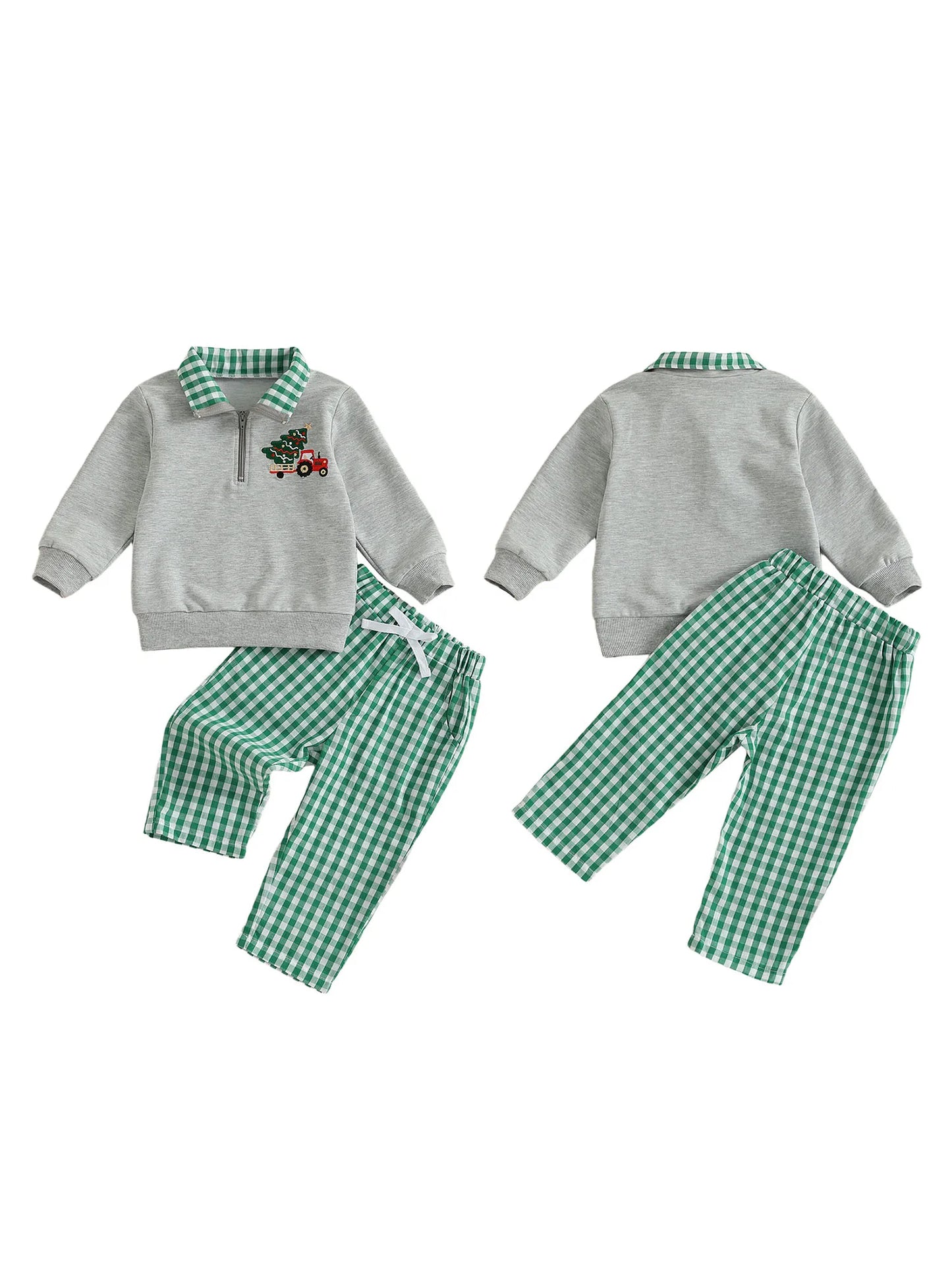 Baby Boy Holiday Outfits – Reindeer Applique Sweater & Corduroy Pants Set for Christmas Party - ZOOMNSTORE