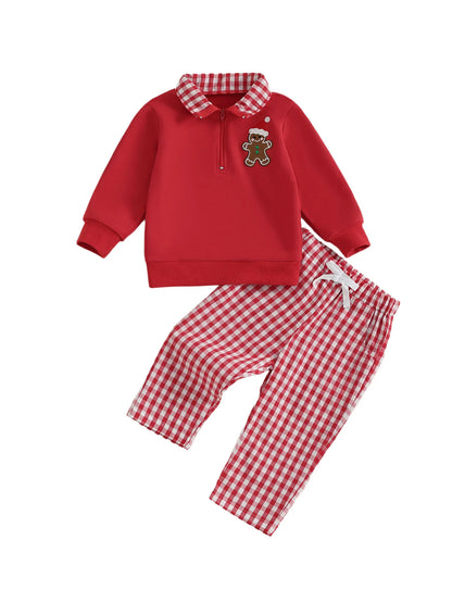 Baby Boy Holiday Outfits – Reindeer Applique Sweater & Corduroy Pants Set for Christmas Party - ZOOMNSTORE