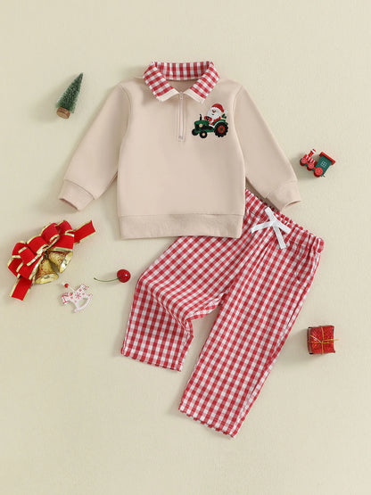 Baby Boy Holiday Outfits – Reindeer Applique Sweater & Corduroy Pants Set for Christmas Party - ZOOMNSTORE