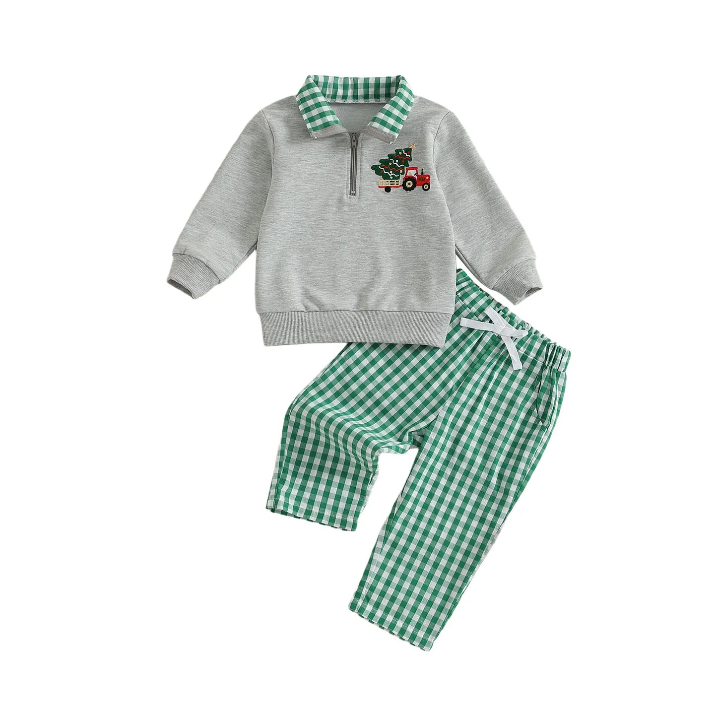 Baby Boy Holiday Outfits – Reindeer Applique Sweater & Corduroy Pants Set for Christmas Party - ZOOMNSTORE