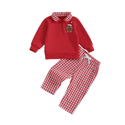 Baby Boy Holiday Outfits – Reindeer Applique Sweater & Corduroy Pants Set for Christmas Party - ZOOMNSTORE