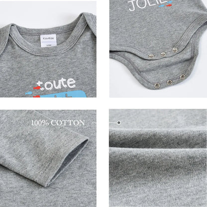 Baby Boy Romper - 3 Pcs Newborn Cotton Bodysuit Set With Animal Pattern - ZOOMNSTORE