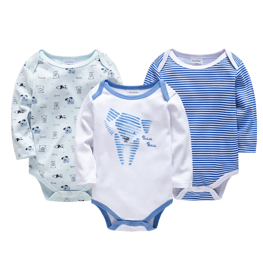 Baby Boy Romper - 3 Pcs Newborn Cotton Bodysuit Set With Animal Pattern - ZOOMNSTORE