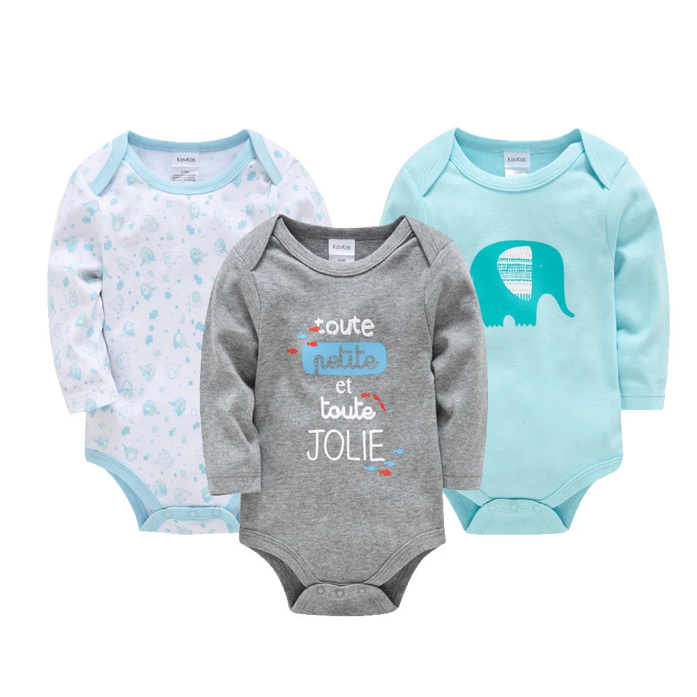 Baby Boy Romper - 3 Pcs Newborn Cotton Bodysuit Set With Animal Pattern - ZOOMNSTORE