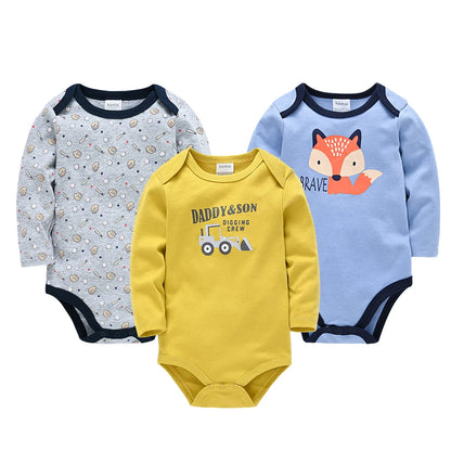 Baby Boy Romper - 3 Pcs Newborn Cotton Bodysuit Set With Animal Pattern - ZOOMNSTORE