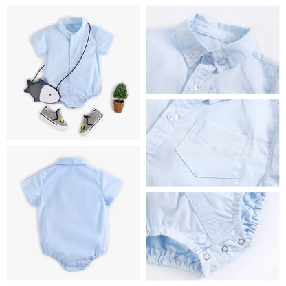 Baby Boys Bodysuit - Soft Cotton Fabric Summer Baby Bodysuit with Plaid Pattern - ZOOMNSTORE