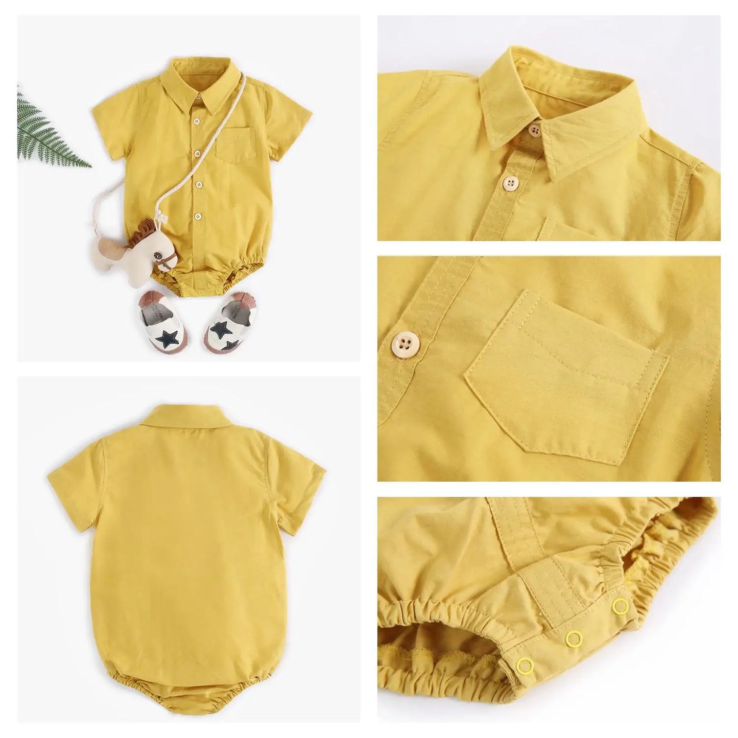 Baby Boys Bodysuit - Soft Cotton Fabric Summer Baby Bodysuit with Plaid Pattern - ZOOMNSTORE