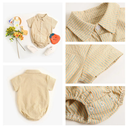 Baby Boys Bodysuit - Soft Cotton Fabric Summer Baby Bodysuit with Plaid Pattern - ZOOMNSTORE