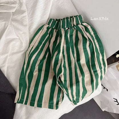 Striped Toddler Shorts - Soft Breathable Casual Pants for Spring Summer - ZOOMNSTORE
