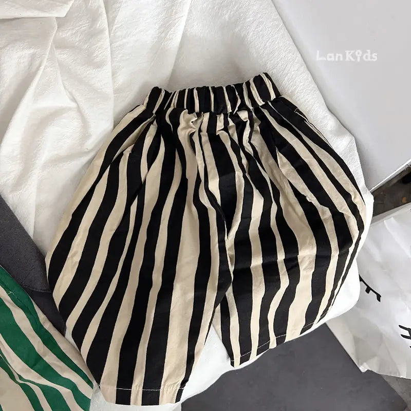 Striped Toddler Shorts - Soft Breathable Casual Pants for Spring Summer - ZOOMNSTORE