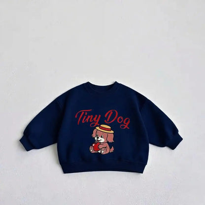 Baby Boys Cartoon Dog Hoodie - Solid Color Long Sleeve Top Autumn 2025 - ZOOMNSTORE
