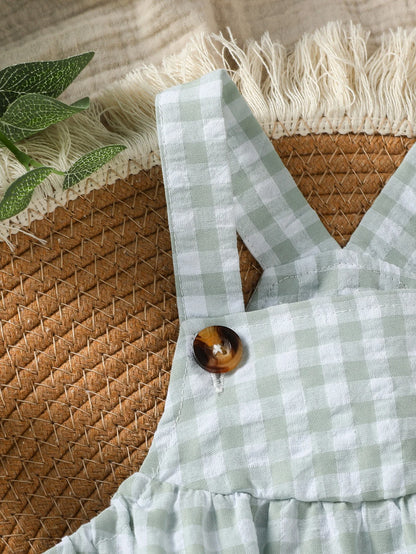 Baby Boys Jumpsuit - Green Plaid Sleeveless Romper | Soft Cotton Summer Clothes - ZOOMNSTORE