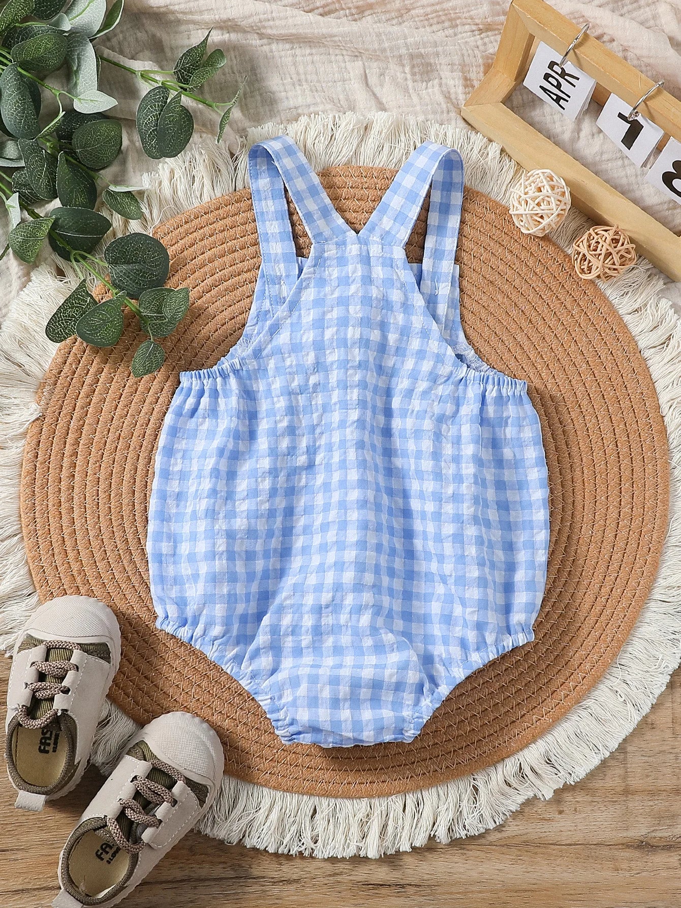 Baby Boys Jumpsuit - Green Plaid Sleeveless Romper | Soft Cotton Summer Clothes - ZOOMNSTORE