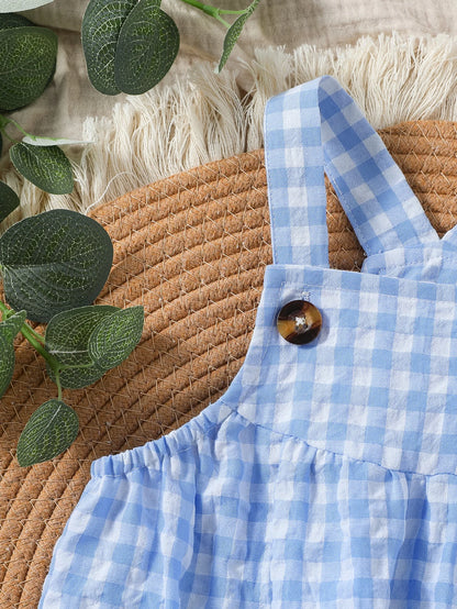 Baby Boys Jumpsuit - Green Plaid Sleeveless Romper | Soft Cotton Summer Clothes - ZOOMNSTORE