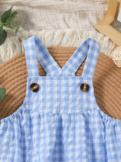 Baby Boys Jumpsuit - Green Plaid Sleeveless Romper | Soft Cotton Summer Clothes - ZOOMNSTORE