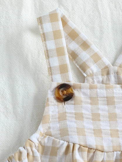 Baby Boys Jumpsuit - Green Plaid Sleeveless Romper | Soft Cotton Summer Clothes - ZOOMNSTORE