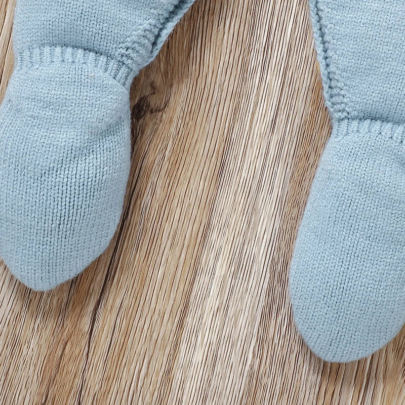 Baby Boys Rompers - Soft Knit Long Sleeve Turn-Down Collar Infant Jumpsuit - ZOOMNSTORE