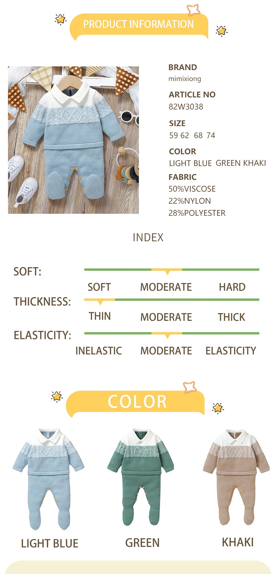 Baby Boys Rompers - Soft Knit Long Sleeve Turn-Down Collar Infant Jumpsuit - ZOOMNSTORE