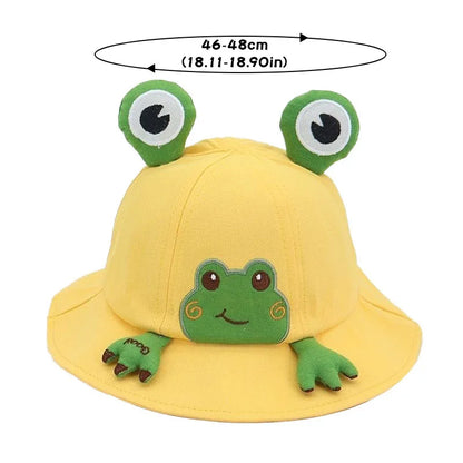 Baby Bucket Hat for Kids Spring Outdoor Boys Girls Sun Hat Summer Cute Frog Toddler Children Fisherman Cap Cotton Panama Bonnet - ZOOMNSTORE