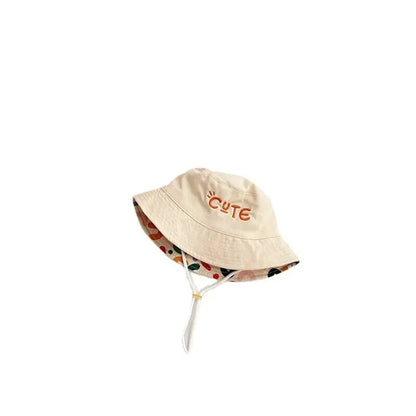 Double Sided Baby Bucket Hat Letter Embroidered Boys Girls Fisherman Cap Spring Summer Outdoor Kids Sun Hat - ZOOMNSTORE