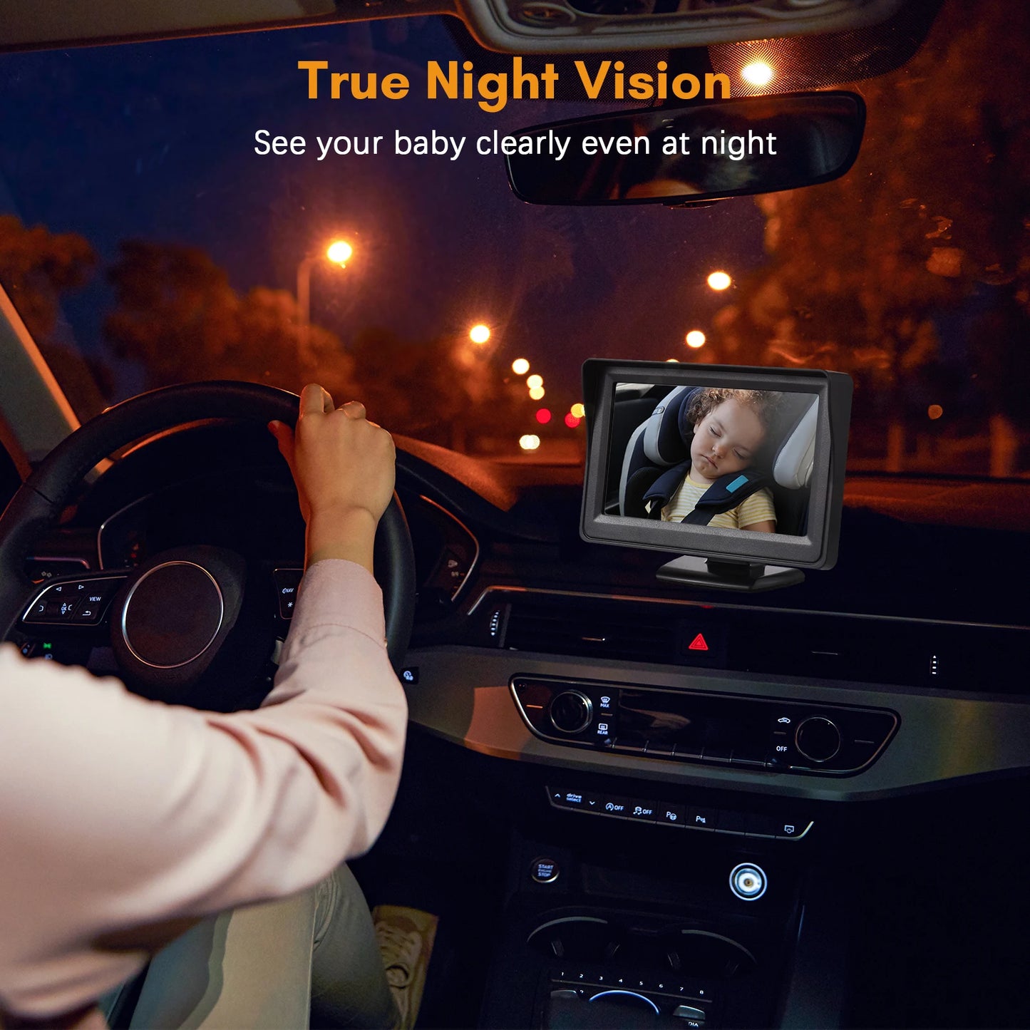 1080P Baby Car Monitor Camera for Baby Rear Facing Seat 4.3 Inch Car Seat Mirror Display 150° Wide View Night Vision Car Camera - ZOOMNSTORE