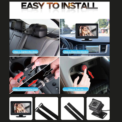 1080P Baby Car Monitor Camera for Baby Rear Facing Seat 4.3 Inch Car Seat Mirror Display 150° Wide View Night Vision Car Camera - ZOOMNSTORE