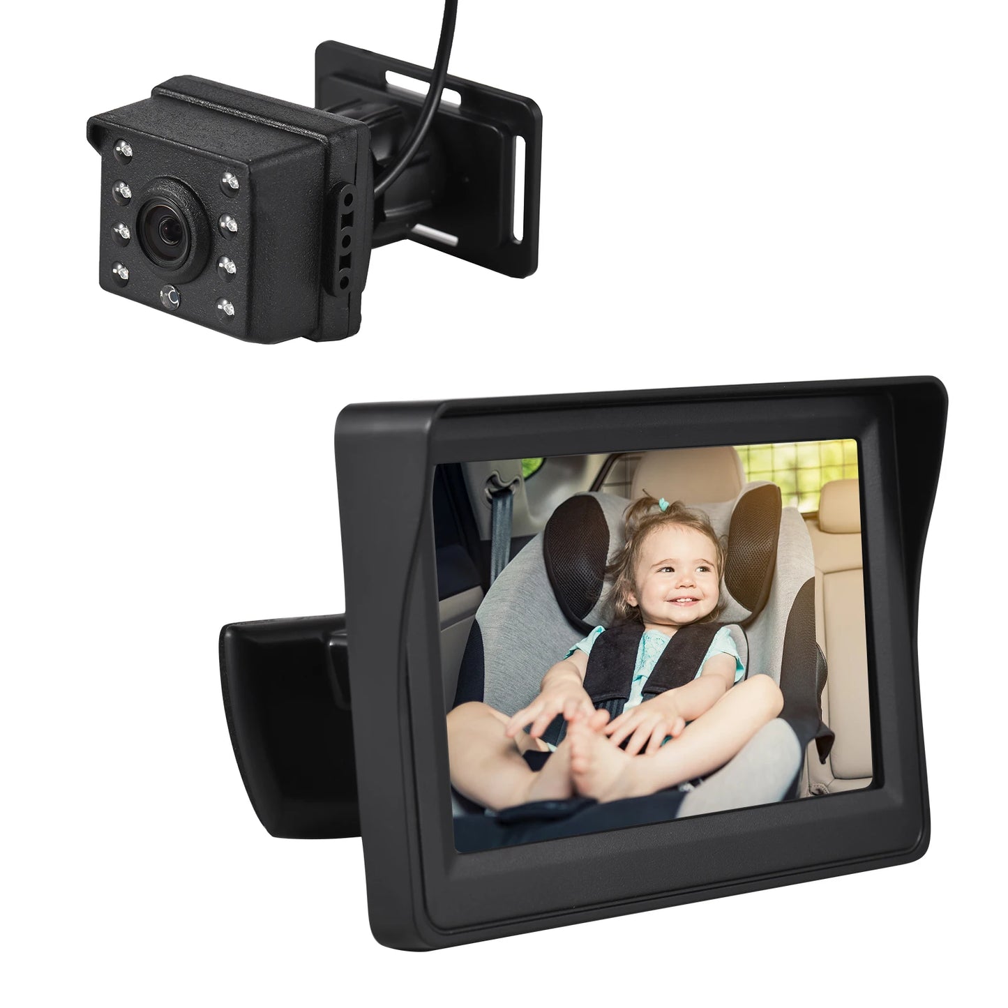 1080P Baby Car Monitor Camera for Baby Rear Facing Seat 4.3 Inch Car Seat Mirror Display 150° Wide View Night Vision Car Camera - ZOOMNSTORE