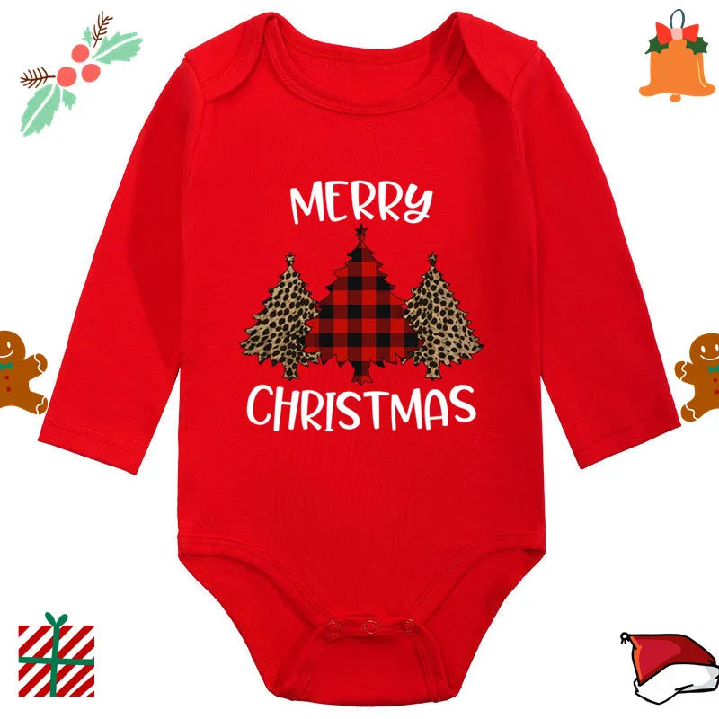 Baby Christmas Romper - Newborn Santa Claus Print Long Sleeve Cotton Bodysuit - ZOOMNSTORE