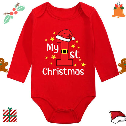 Baby Christmas Romper - Newborn Santa Claus Print Long Sleeve Cotton Bodysuit - ZOOMNSTORE