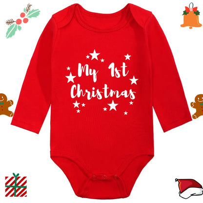 Baby Christmas Romper - Newborn Santa Claus Print Long Sleeve Cotton Bodysuit - ZOOMNSTORE